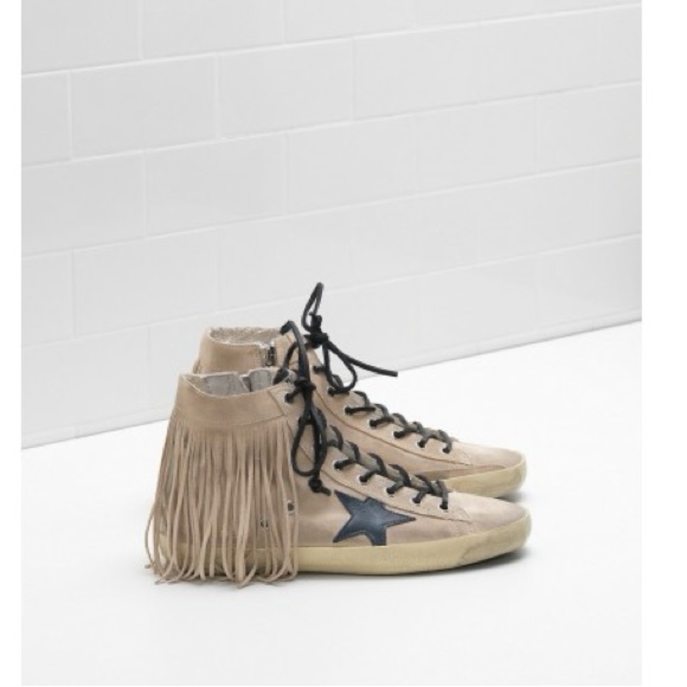 Golden Goose Francy Sneakers In Sand Suede-sand Fringe